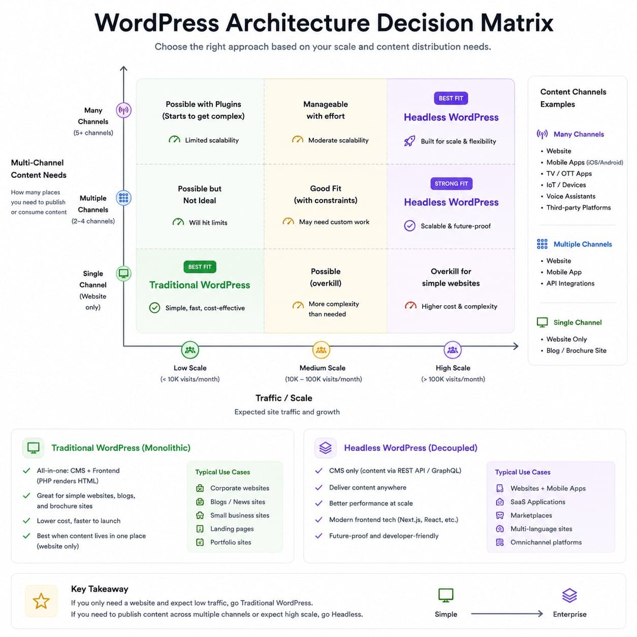 WordPress architecture decision matrix
