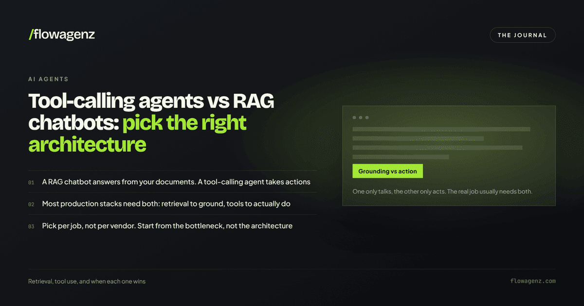 Tool-calling agents vs RAG chatbots: pick the right architecture